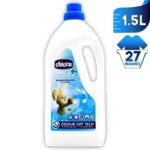 Chicco Sensitive 0m+ Liquid Concentrated Laundry Detergent for Baby Clothes, 1.5L (27 Scoops)