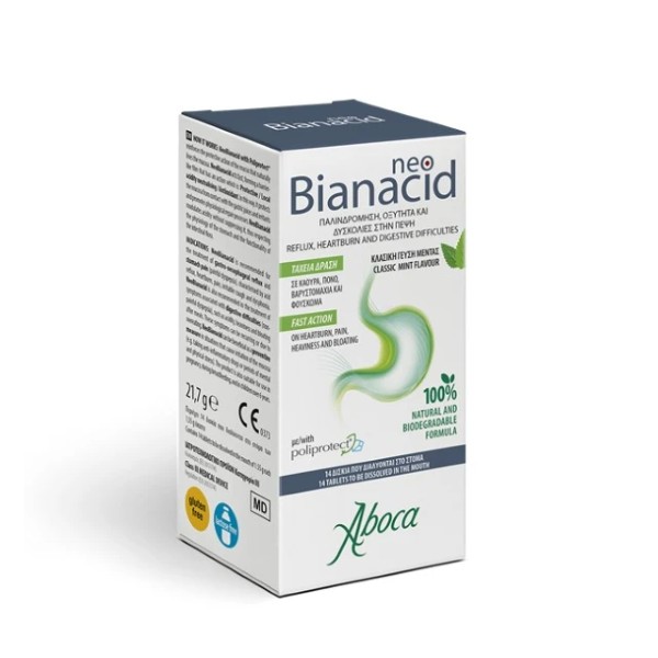 Aboca Neobianacid 14Tabs Supplement For Reflux & Digestive Difficulty - Lemon Flavor