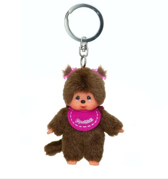 Monchhichi 10 cm Twin Tail Girl Keyring - Red