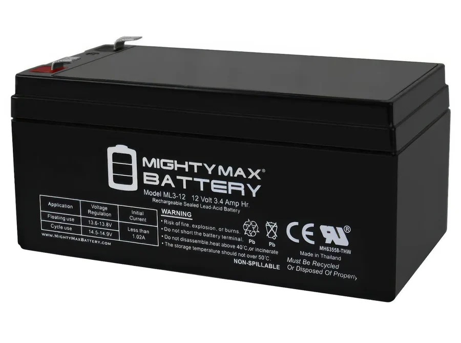MIGHTY MAX 12V 3.4 AH Sealed Lead Acid Battery