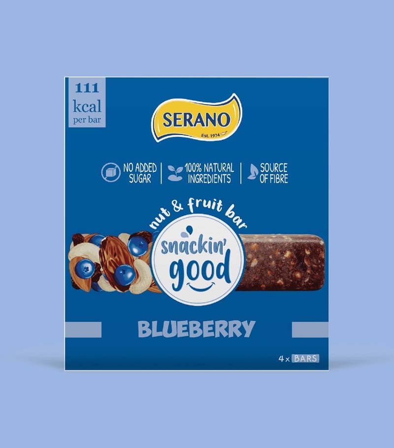 Serano Snackin Good Nut Fruit Bar 4X30G Blueberry
