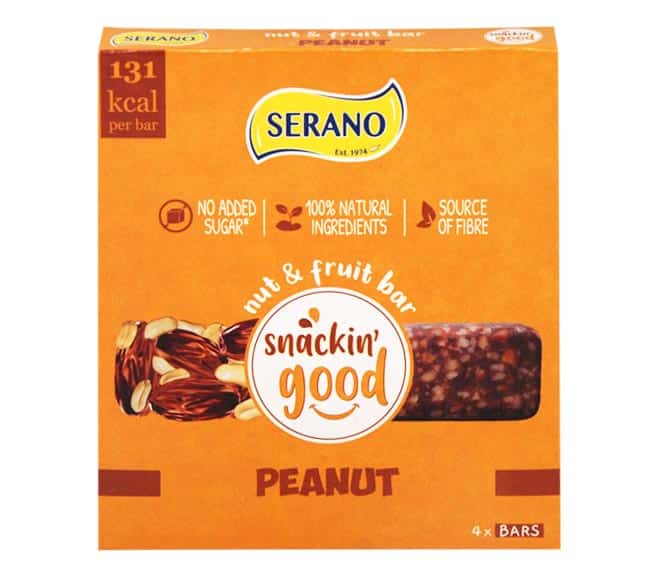 Serano Snackin Good Nut Fruit Bar 4X30G Peanut