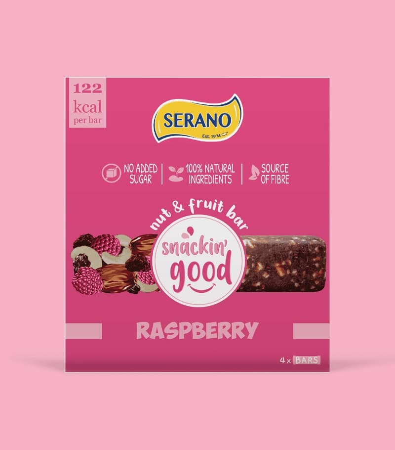 Serano Snackin Good Nut Fruit Bar 4X30G Raspberry