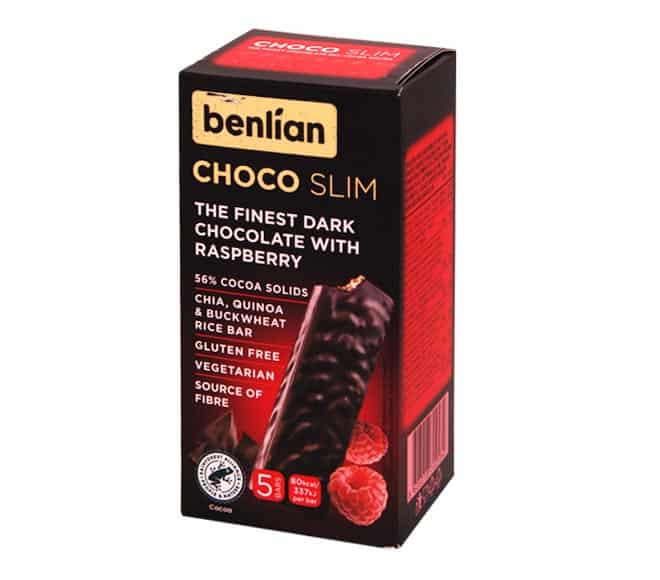 Benlian Choco Slim Chia, Quinoa Buckwheat Rice Bar 80G Dark Chocolate With Raspberry