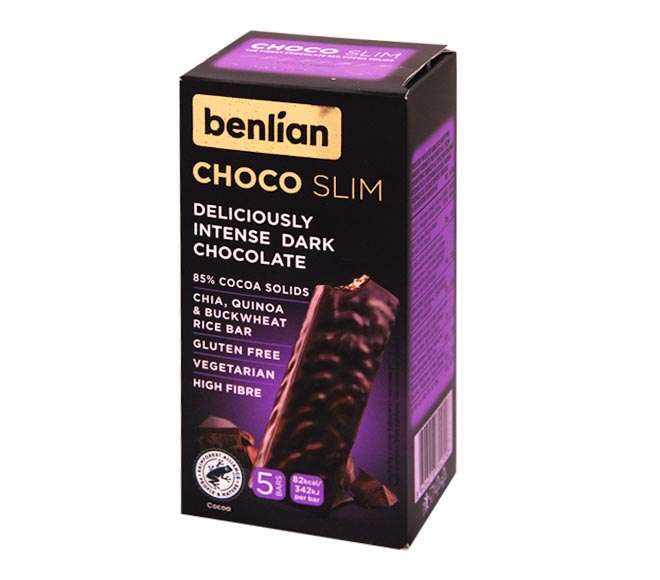 Benlian Choco Slim Chia, Quinoa Buckwheat Rice Bar 80G Deliciously Intense Dark Chocolate