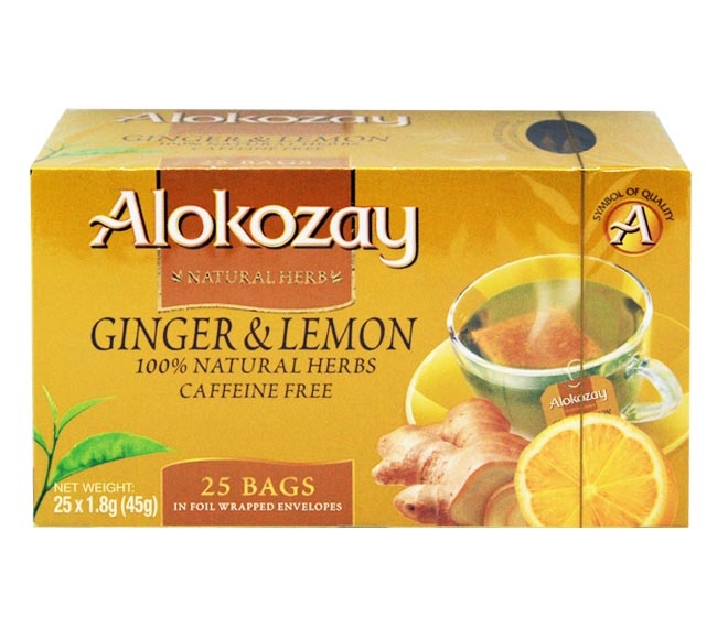 Tea Alokozay (25Pcs) 45G - Ginger & Lemon (100% Natural Herbs Caffeine Free)