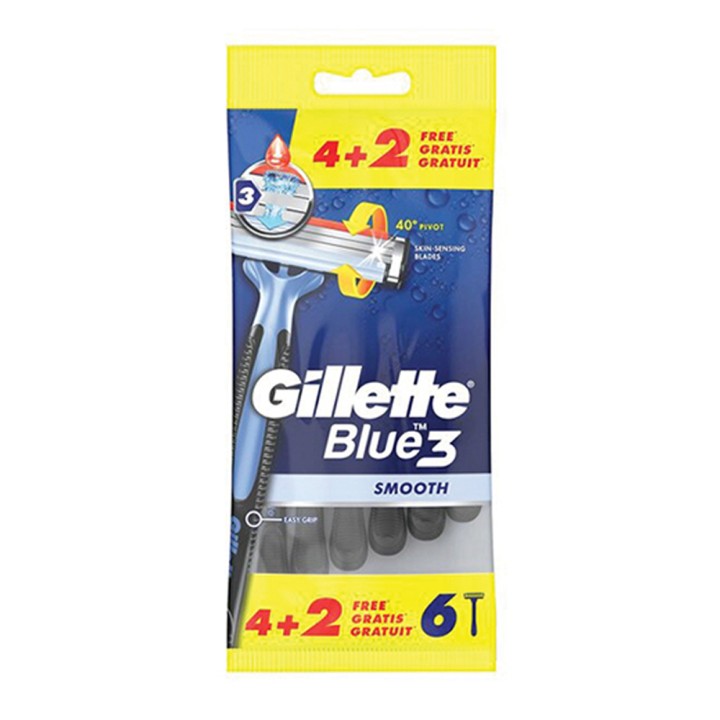 Gillette Blue 3 Smooth Razors 4+2Pcs