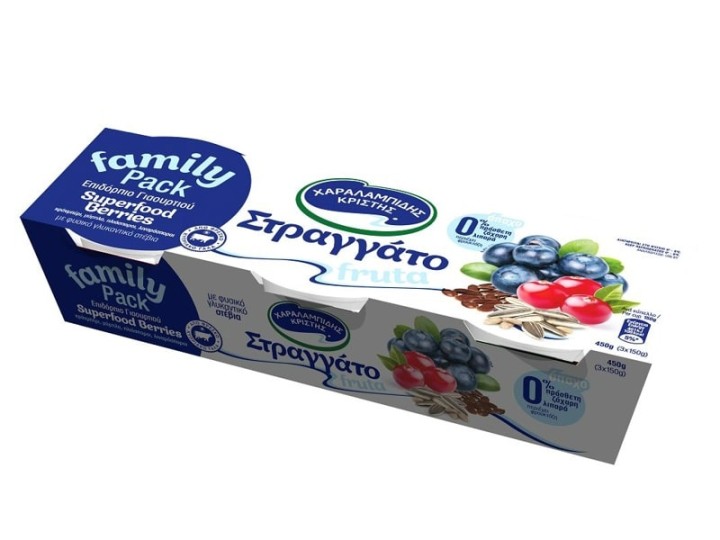 Charalambidis Christis Fruit Yogurt Straggato Superfood Berries With Cranberries Blueberries 3X150G