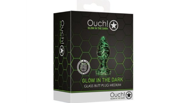 Shots - Ouch! Glass Butt Plug - Medium clear