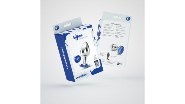 CRUSHIOUS BIJOU ANAL JEWEL PLUG BLUE LARGE WITH FREE VELVETY BAG