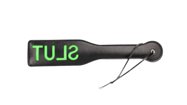 Shots - Ouch! - 'Slut'' Paddle - Glow in the Dark - Black/Neon Green