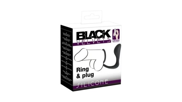 Black Velvets Penis Ring with Anal Plug