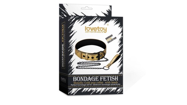 LOVETOY Collar with Leash Bondage Gold