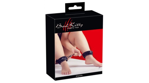 Bad Kitty Black Ankle Cuffs with Diamond Cut