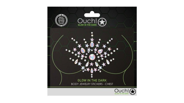 OUCH! GLOW IN THE DARK BODY JEWELRY STICKERS CHEST