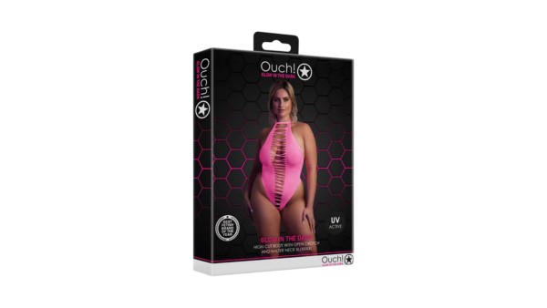 High-waisted bodysuit - Plus size - Neon pink