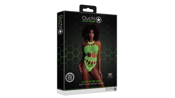 Bodysuit with Greek neckline - One size - Neon green