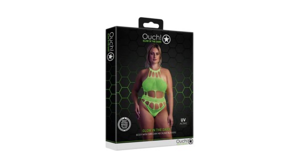 Plus Size Greek Neck Bodysuit - Neon Green