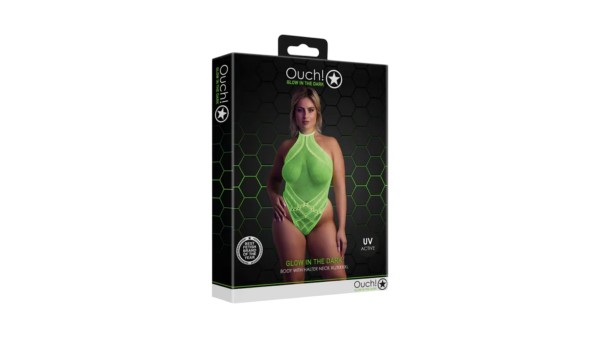 Halter Neck Bodysuit - Plus Size - Neon Green