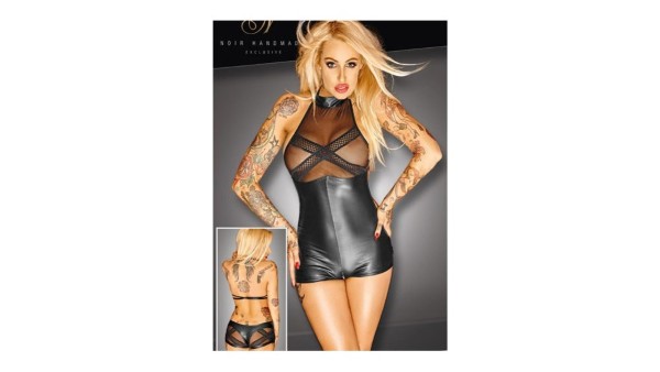 Noir Wetlook Body with Zip Opening LARGE
