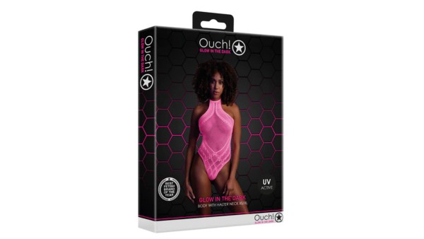 Halter Neck Bodysuit - One Size - Neon Pink
