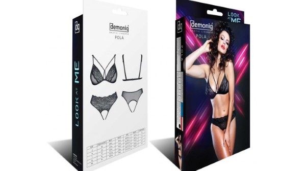 Pola Black Bra with Crotchless Briefs SMALL