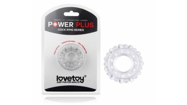 POWER PLUS COCK RING CLEAR BEADED