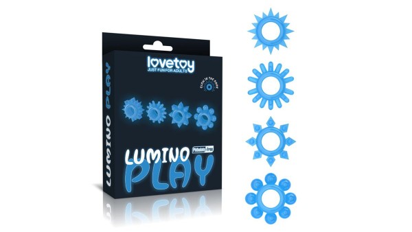 LOVETOY Lumino Play Set 4 Penis Ring Blue Light