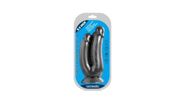 REALISTIC PENIS DOUBLE PENETRATION BLACK 21 CM