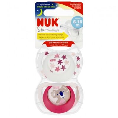 NUK STAR DAY & NIGHT 6-18M 2PIECES