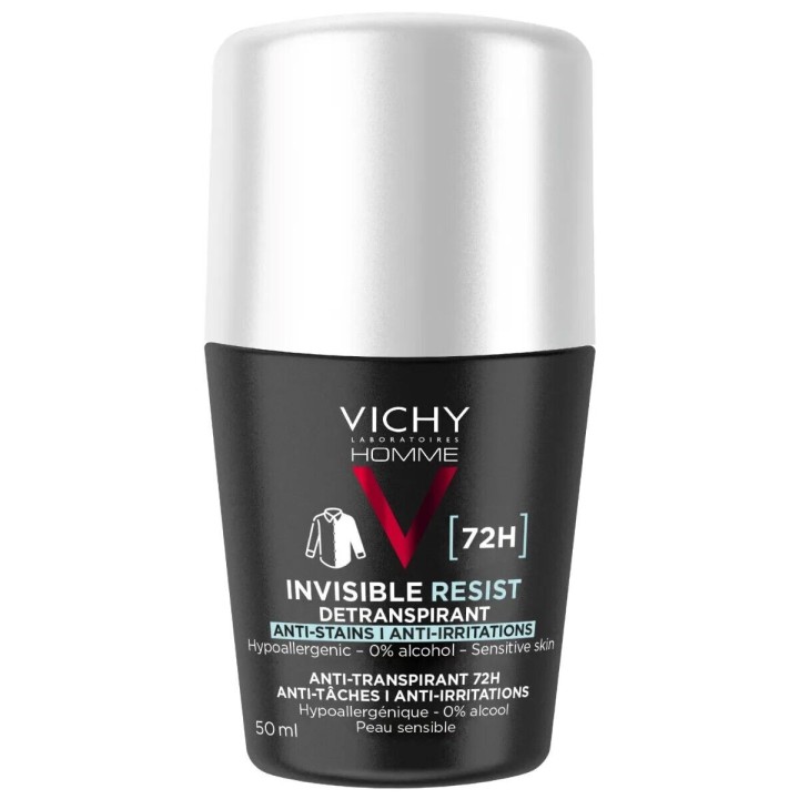 Vichy Homme Invisible Resist Men's Deodorant Roll-On 72H 50Ml