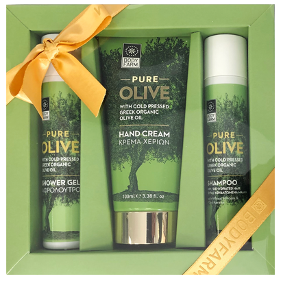 Bodyfarm Gift Set Pure Olive Shower Gel 50ml, Shampoo 50ml & Hand Cream 100g