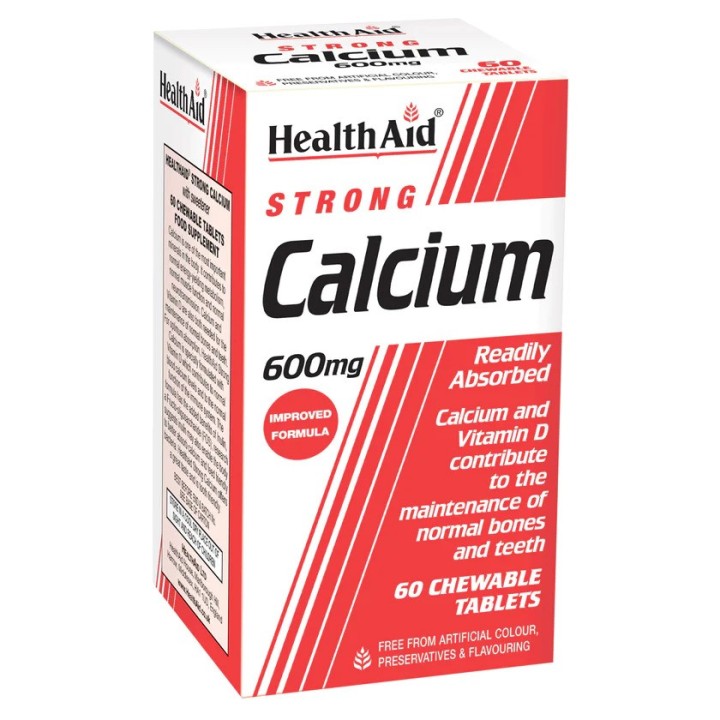 Health Aid Strong Calcium 600Mg Supports The Health Of Bones & Teeth 60 Chewable Tablets