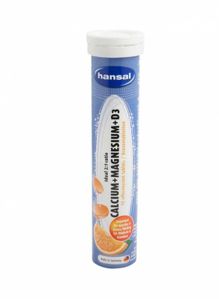 Hansal Calcium+ Magnesium +D3 Effervescent Tablets With Orange Flavor 15 Pieces