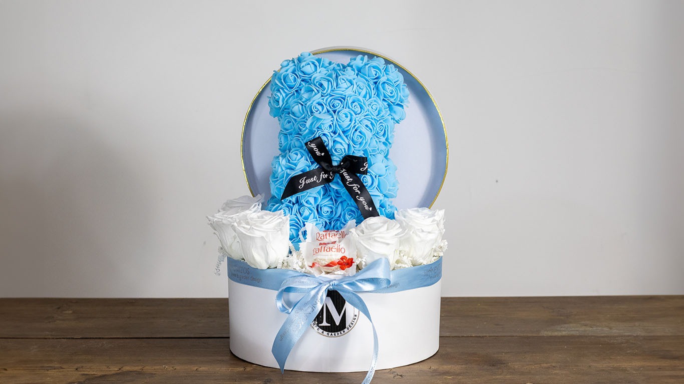 Box , Teddy Bear, Roses, Cart No1061