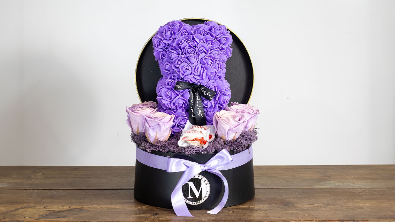 Box , Teddy Bear, Roses, Cart No1062
