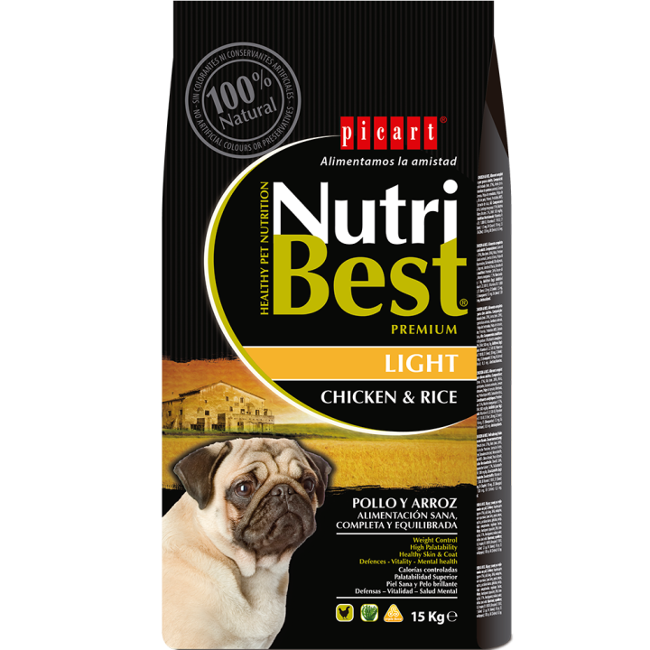 Picart Premium Nutribest Adult Dog's Dry Food Light Chicken & Rice 3Kg