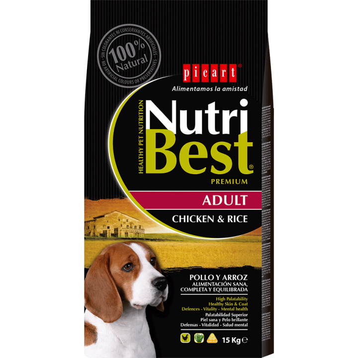 Picart Premium Nutribest Adult Dog's Dry Food Chicken & Rice 15Kg