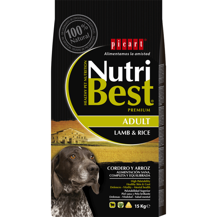 Picart Premium Nutribest Adult Dog's Dry Food Lamb & Rice 15Kg