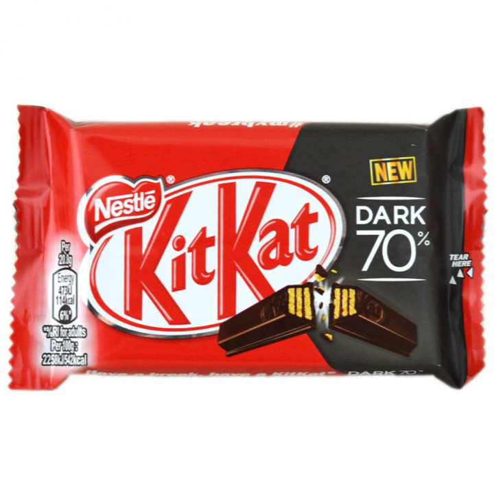 Nestle KIT KAT 4 Fingers DARK 70% CHOCOLATE BAR 41.5GR