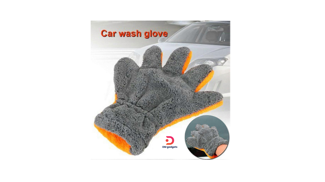 635N3#Carfans® CF13119 Car Wash Gloves Detailing Microfiber Grey-Orange