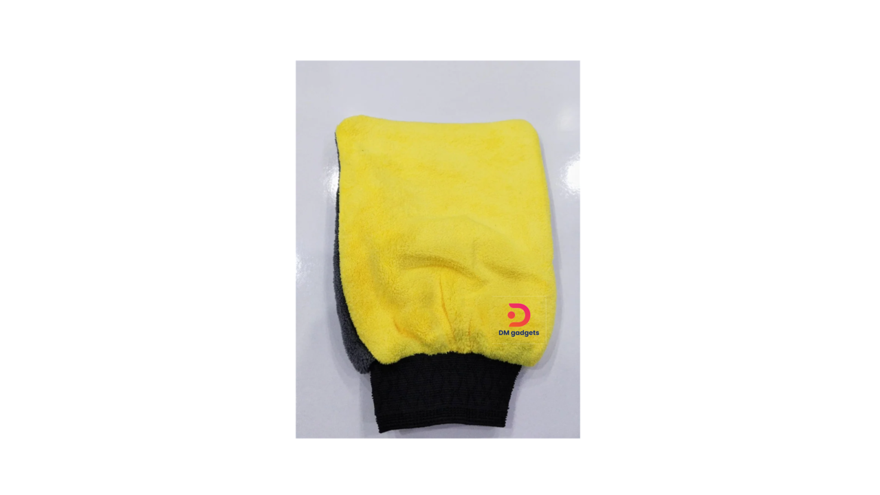 635N13#Carfans®CF13120 Microfiber Car Wash Gloves -Grey-Yellow