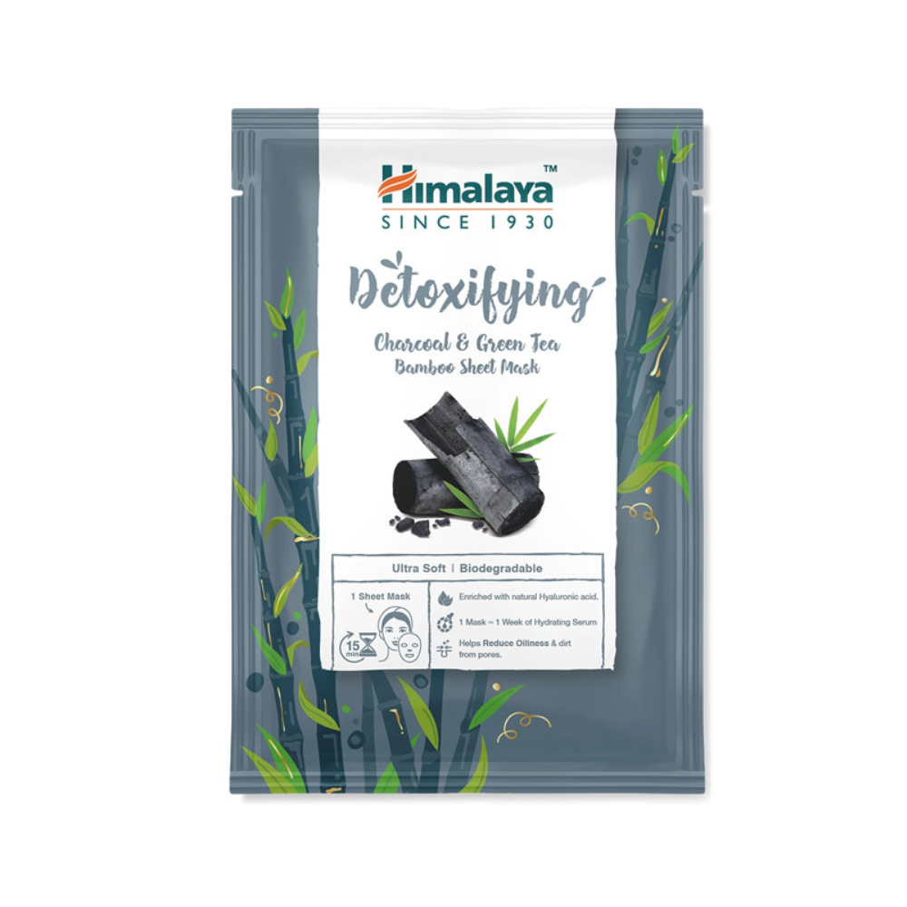 Detoxifying Charcoal And Green Tea Sheet Mask, 1 Pc, Himalaya