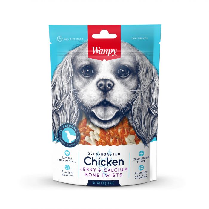Wanpy - Chicken Jerky & Calcium Bone Twists - 100gr
