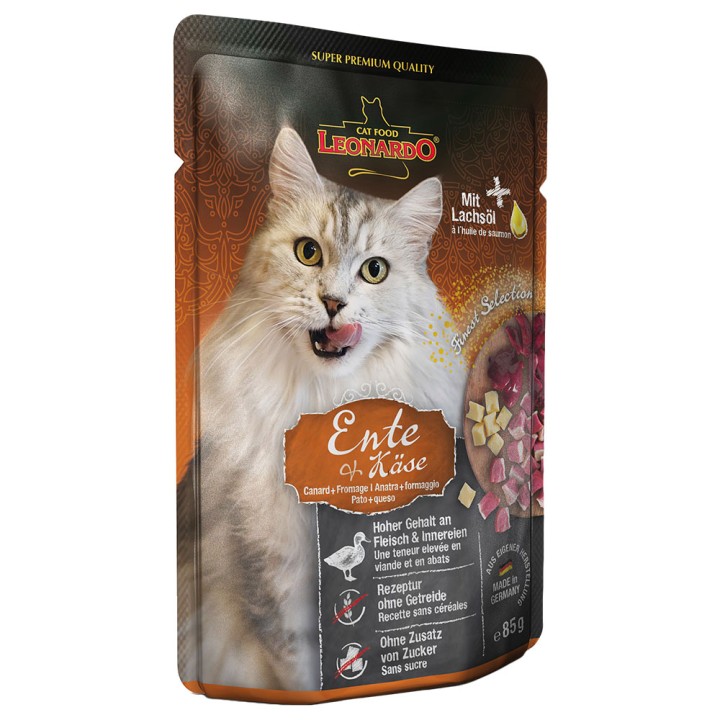 Leonardo Duck And Cheese Adult Cat Pouch - 850gr