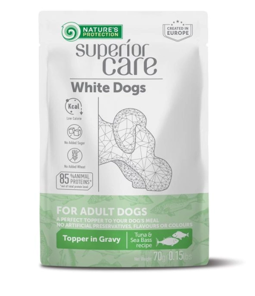 Natures Protection Superior Care White Dogs Adult All Breeds With Tuna And Sea Bass Canned Food - 400gr