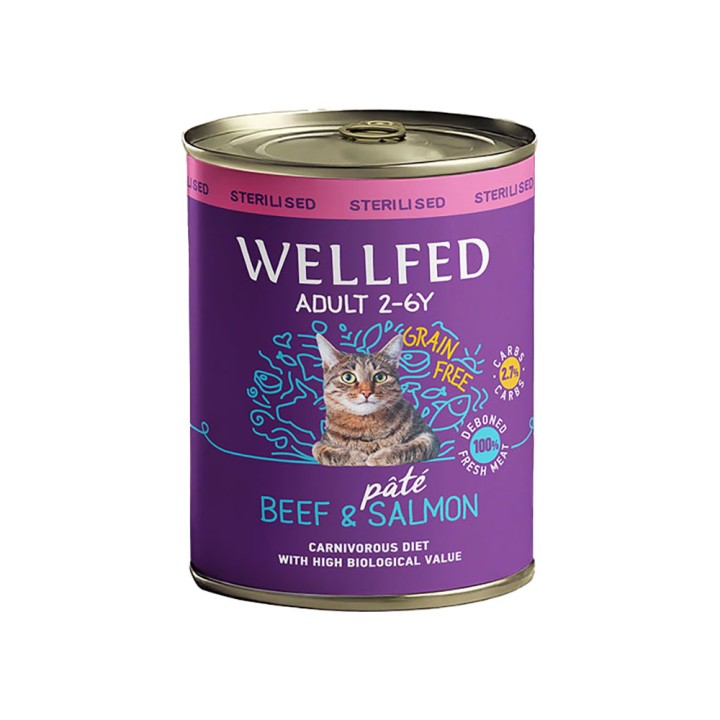 Wellfed Sterilised Beef And Salmon Pate - 200gr