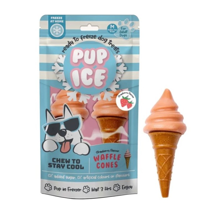 Pup Ice Waffle Cones Strawberry - 110gr