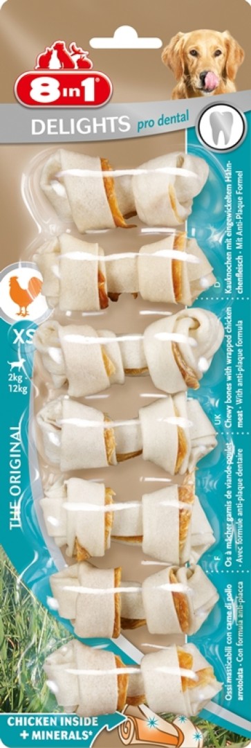 8In1-Pro Dental Delights Rawhide Bones Xs 84G