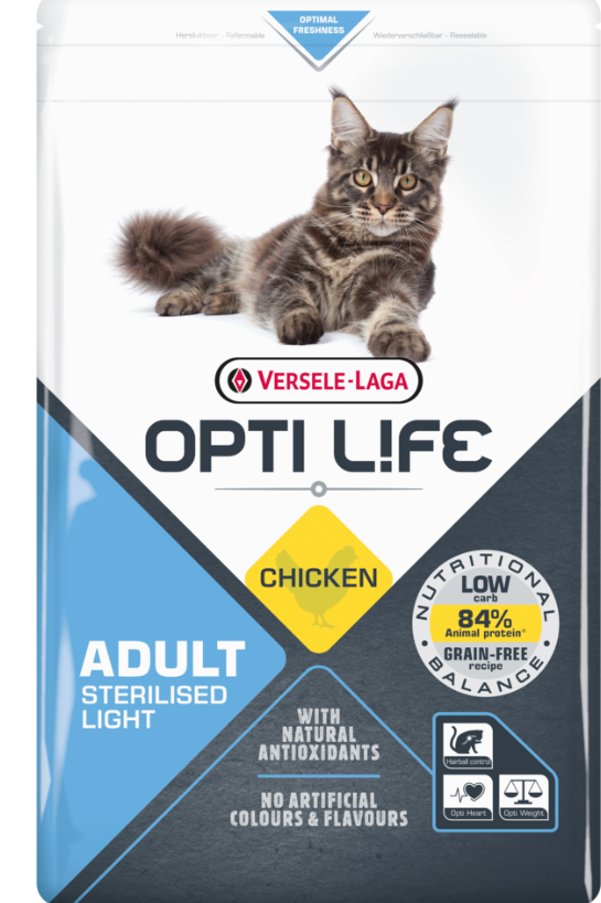 Versele Laga Opti Life Cat Sterilised/light With Chicken - 2.5 Kg